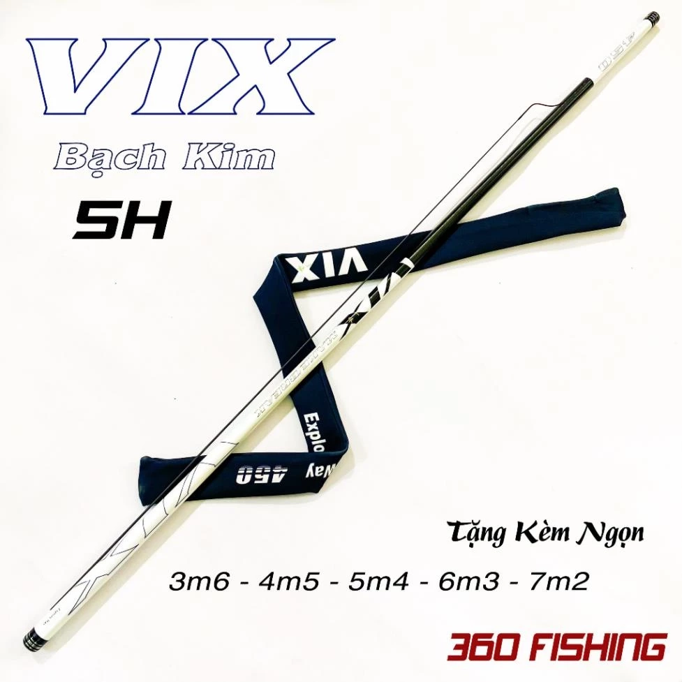 Cần Câu Tay VIX Bạch Kim 5H Cần Câu Đài Câu Đơn Carbon Cần Câu Cá Cao Cấp Tặng Kèm Ngọn