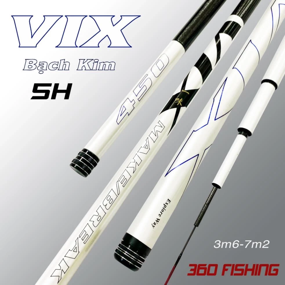 Cần Câu Tay VIX Bạch Kim 5H Cần Câu Đài Câu Đơn Carbon Cần Câu Cá Cao Cấp Tặng Kèm Ngọn