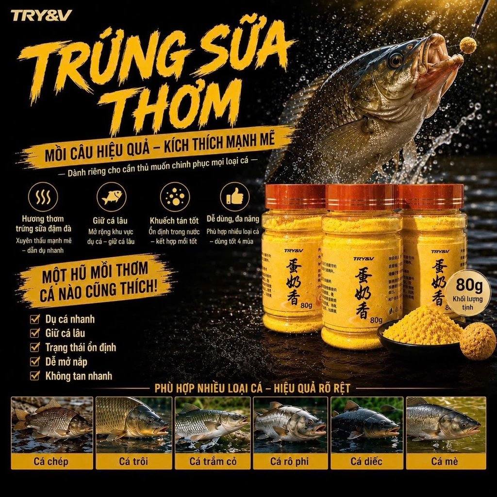 [ CHÍNH HÃNG TRY&VY ] Trứng Sữa Thơm thành phần tự nhiên, hương thơm đặc trưng, cá quấn, giữ ổ tốt