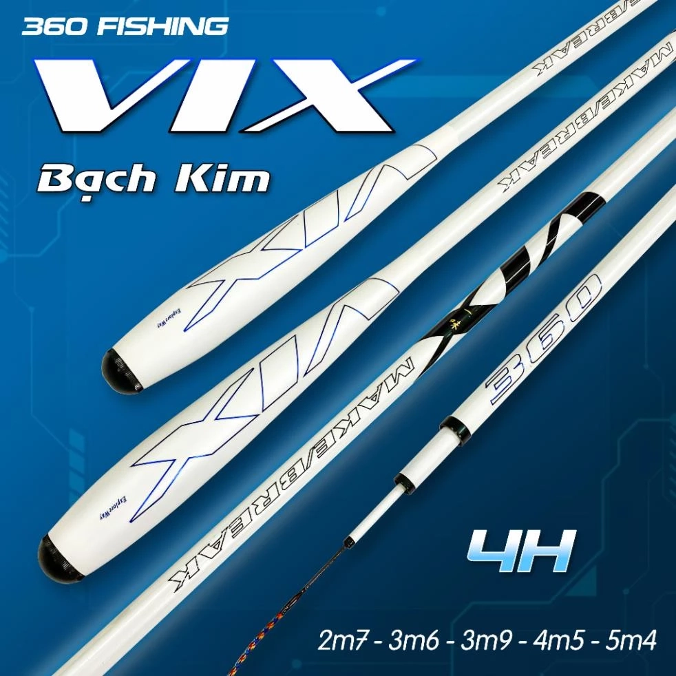 Cần Câu Tay VIX Bạch Kim 4H Cần Câu Đài Câu Đơn Carbon Cần Câu Cá Cao Cấp Tặng Kèm Ngọn