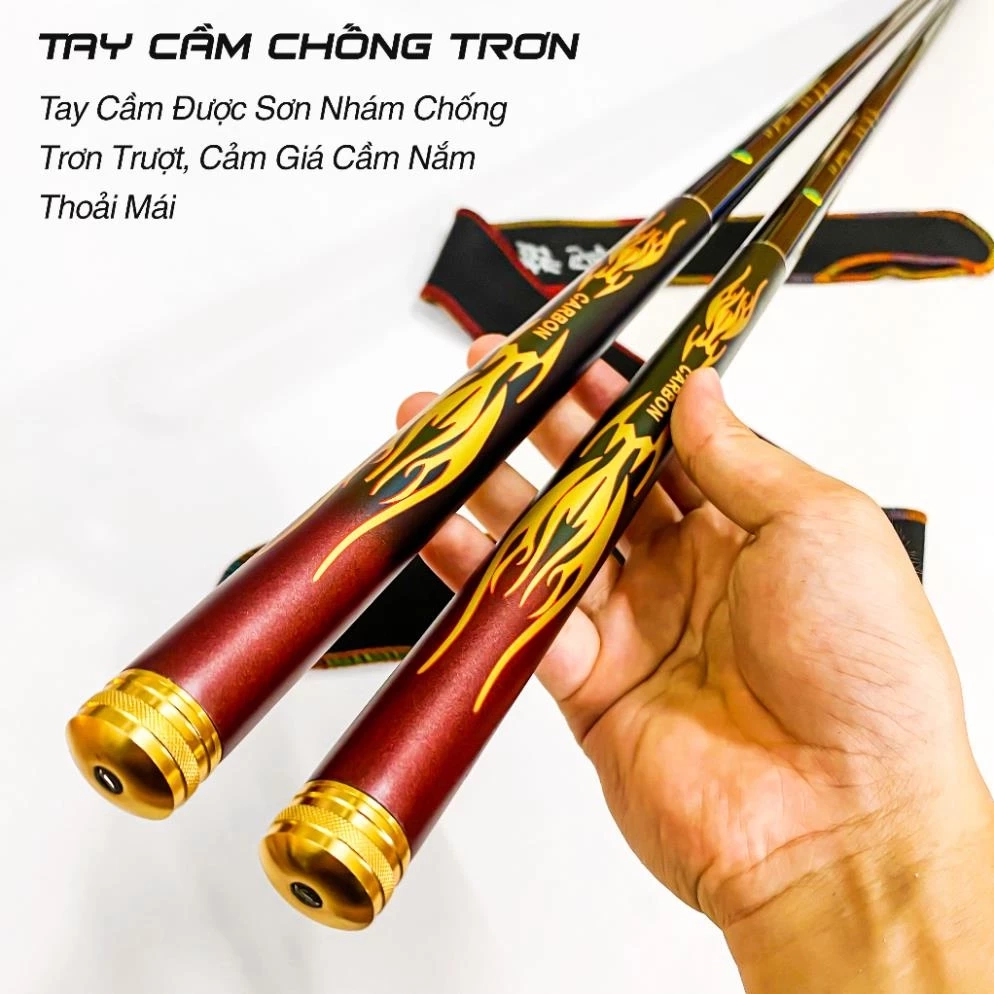 Cần Câu Đài Câu Đơn Nguyệt Long 5H Thế Hệ 2 Cần Câu Tay Carbon Cao Cấp Tặng Kèm Ngọn Phụ